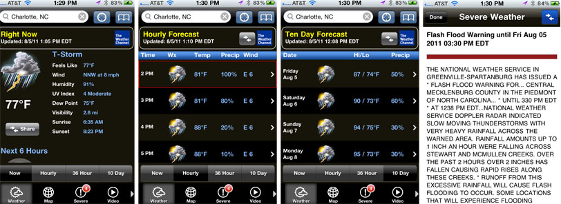 Weather Channel combined screen shots